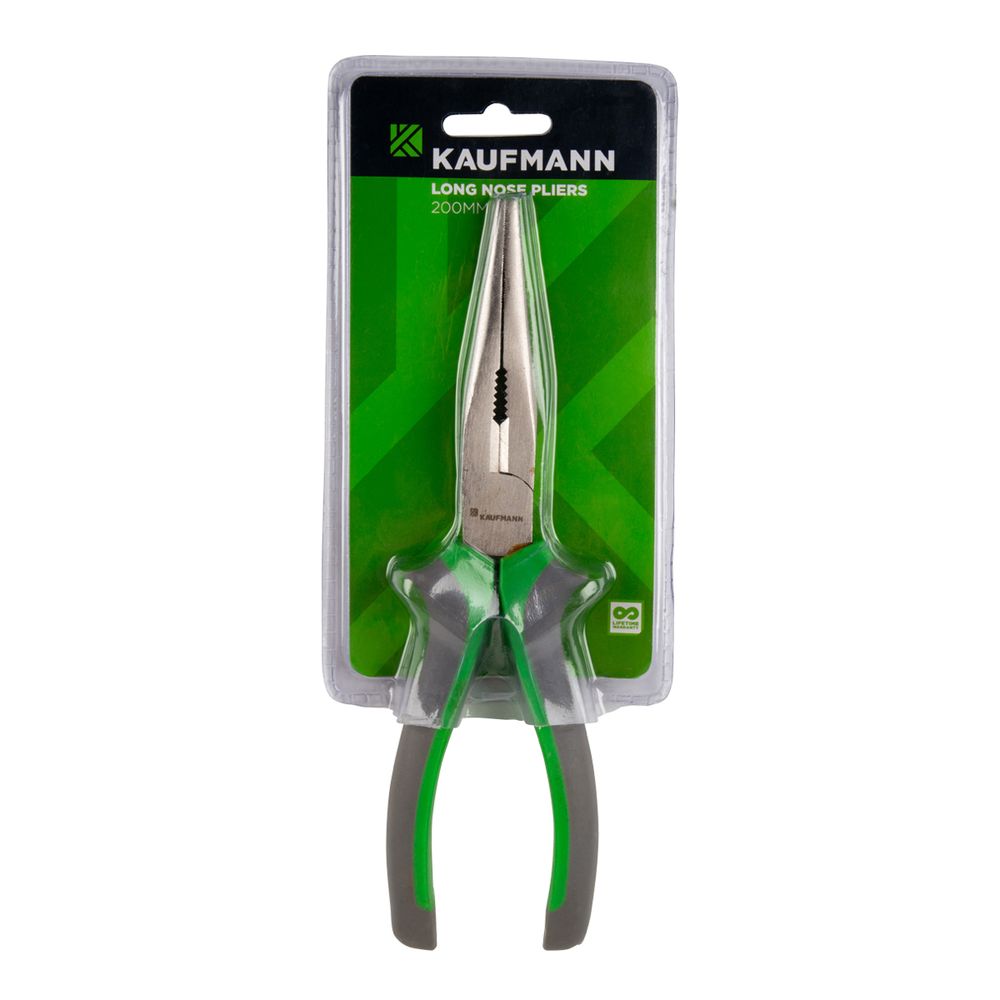 KAUFMANN PLIERS LONG NOSE SOFT HANDLE 200MM