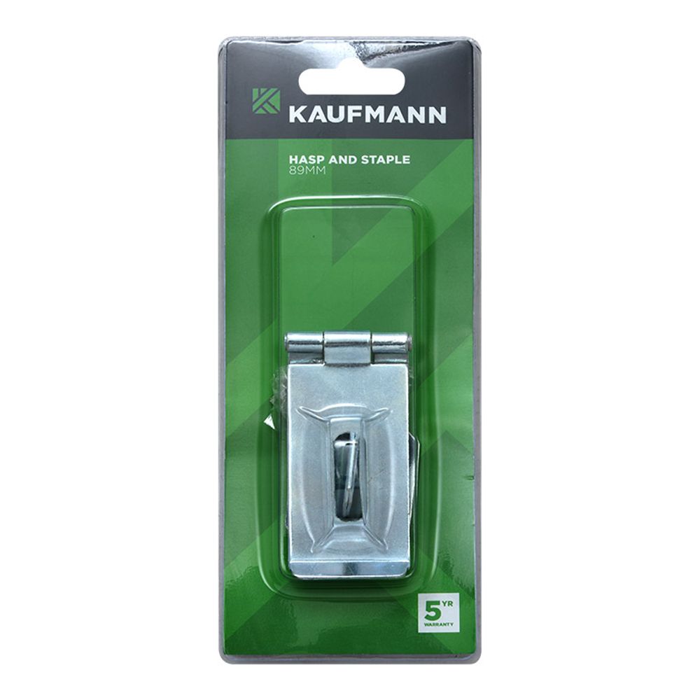 KAUFMANN HASP & STAPLE 90MM SAFETY GALV