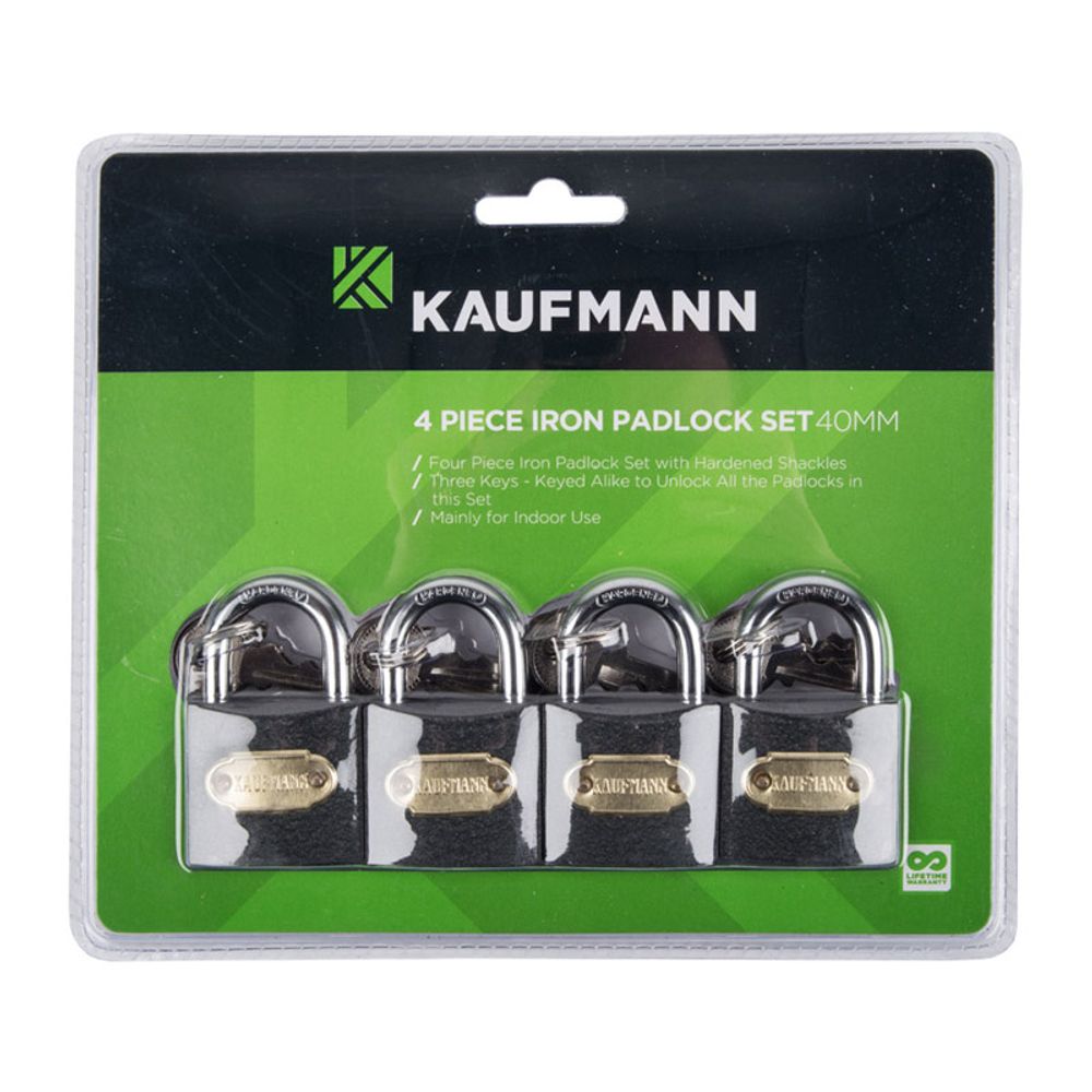 KAUFMANN PADLOCK STEEL SET 4 PC 30MM