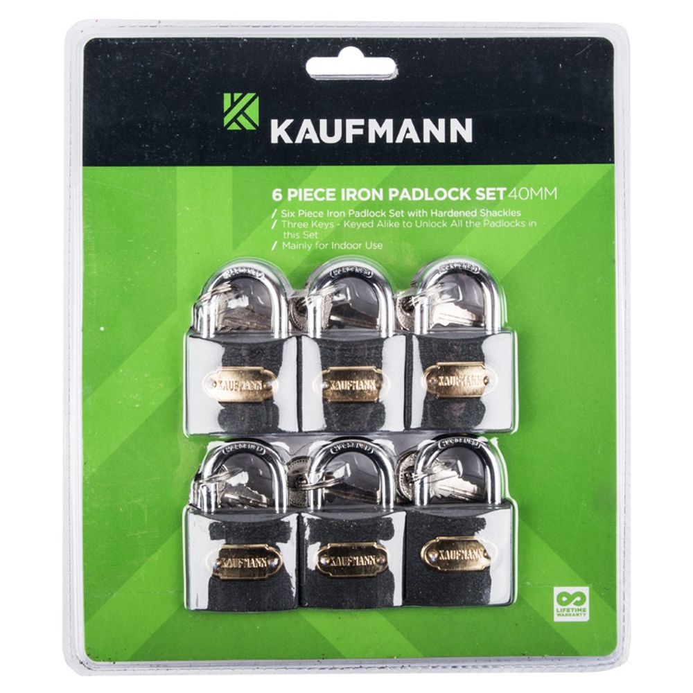 KAUFMANN PADLOCK STEEL SET 6 PC 40MM