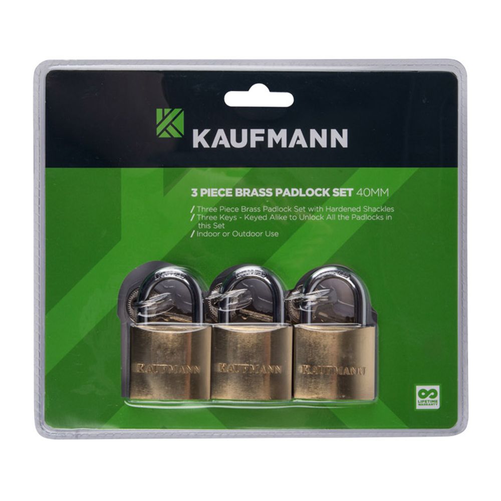 KAUFMANN PADLOCK BRASS SET 3 PC 30MM