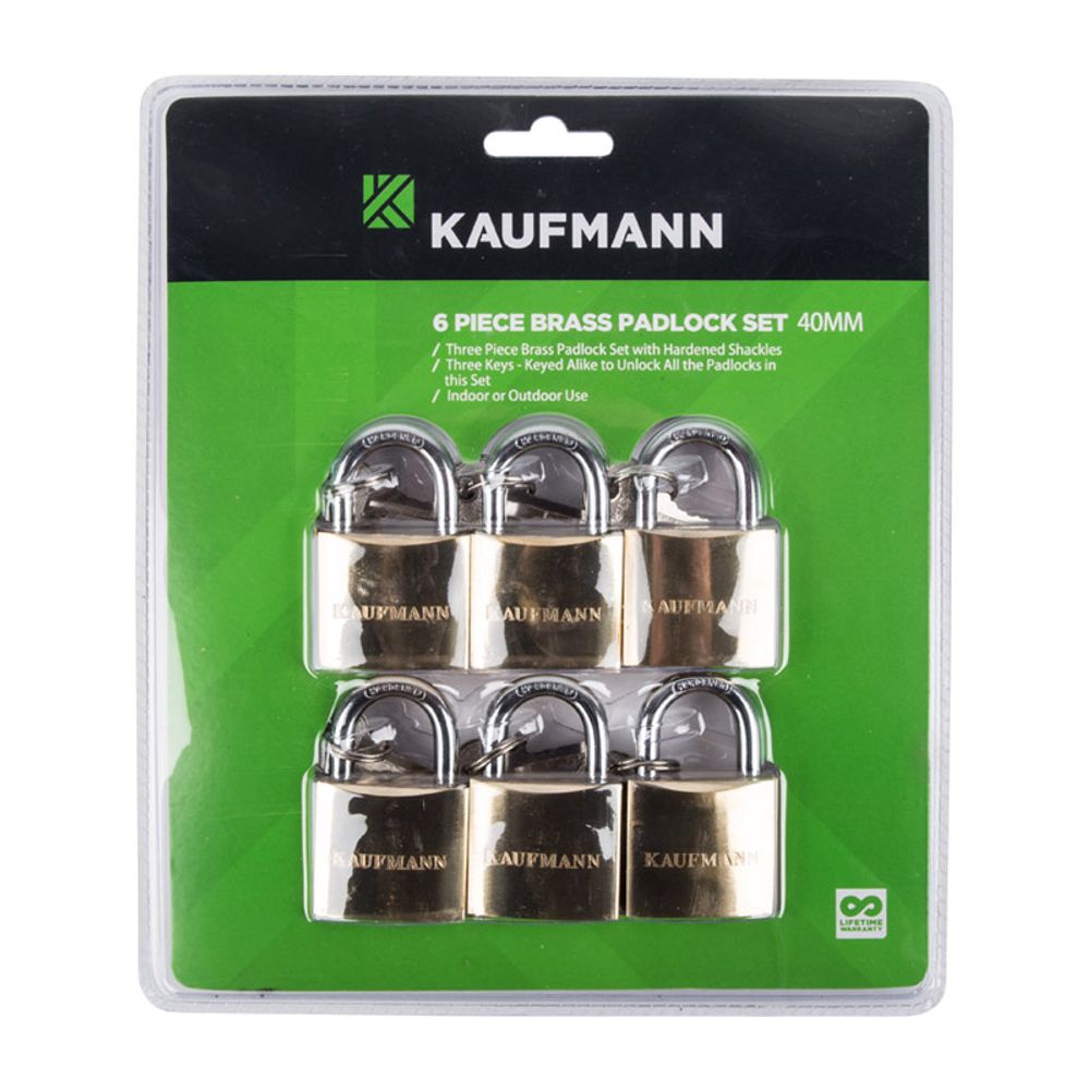 KAUFMANN PADLOCK BRASS SET 6 PC 30MM