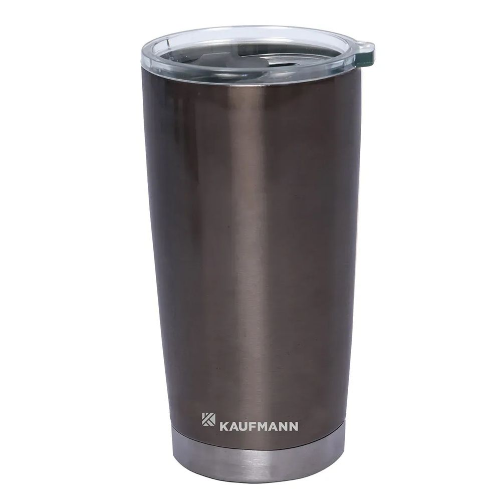 KAUFMANN TUMBLER DBL WALL WITH LID GRY 450ML