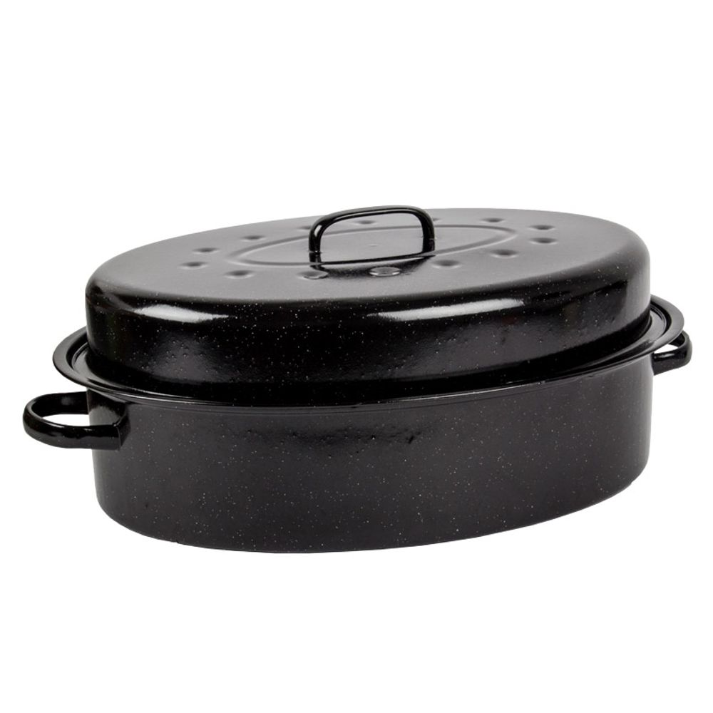 KAUFMANN OVAL ENAMEL COATED PAN + LID 8L