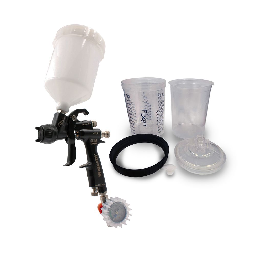 WALCOM Slim Kombat Spray Gun 1.3mm + Fixon Paint System 800ml- 125mu