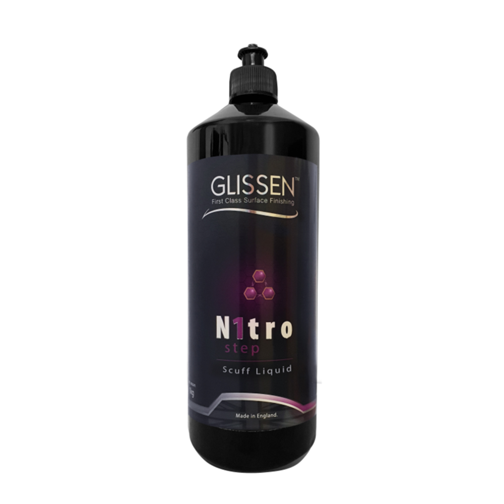 GLISSEN Nitro Scuff Liquid 1kg + Binic Non-woven Abrasive Scuff Pad, Very Fine (10pcs) & Ultra Fine (10pcs) 150x230mm