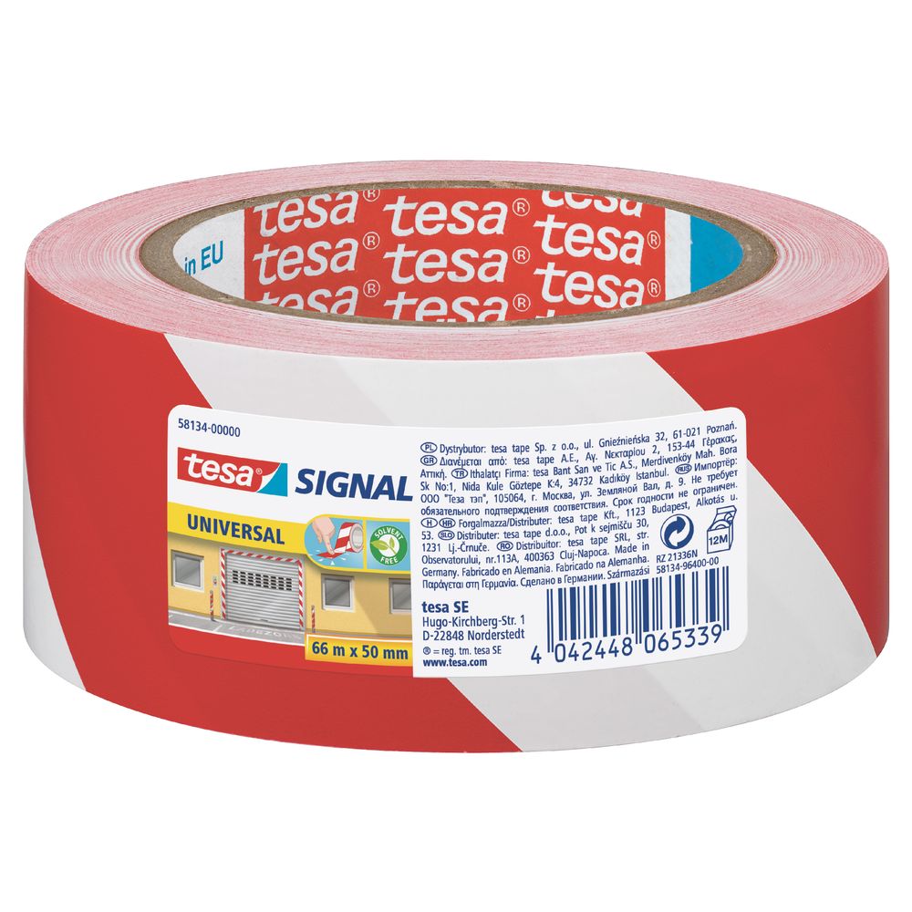 TESA Marking Tape Universal 66mx50mm Red-White (IP 6)
