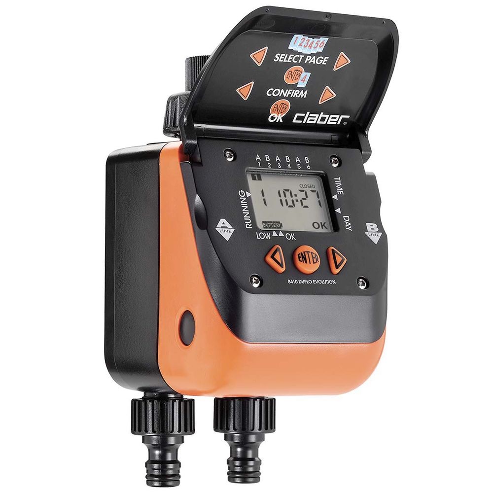 AQUADUE DUPLO TWO LINE TIMER, 3 PROGRAMMABLE CYCLES PER LINE PER DAY, RAIN SENSOR COMPATIBLE