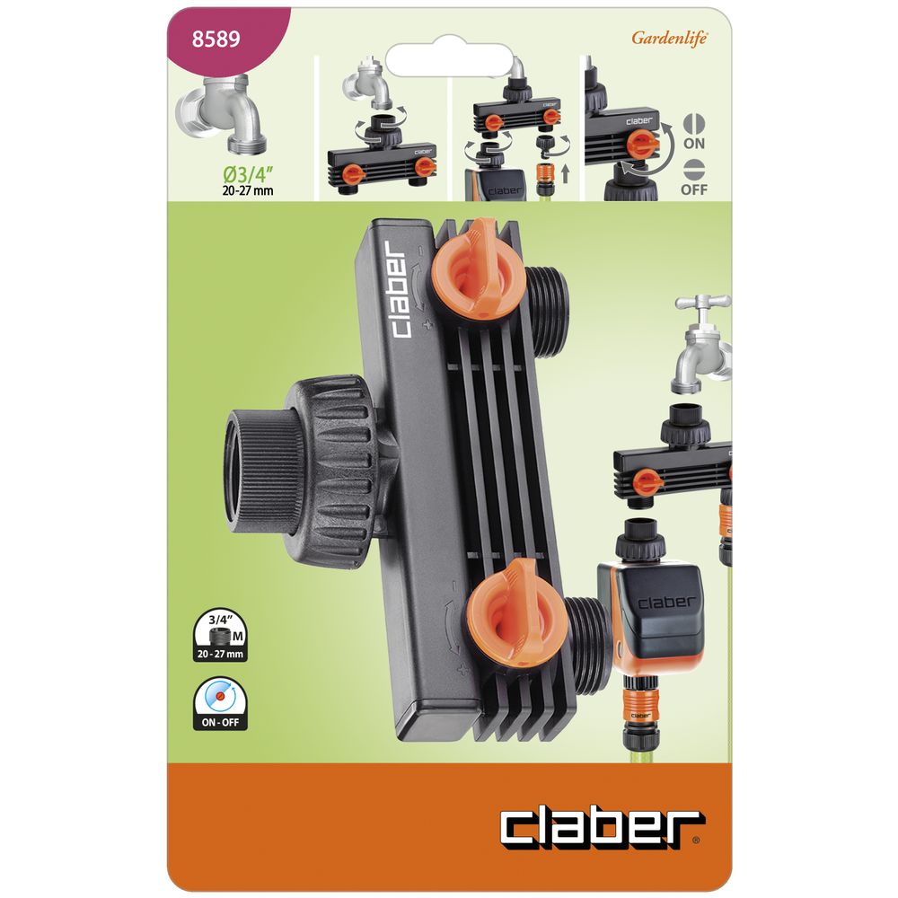 3/4 inch TAP TO TWO 3/4 inch MALE THREAD DISTRIBUTOR WITH VALVES
