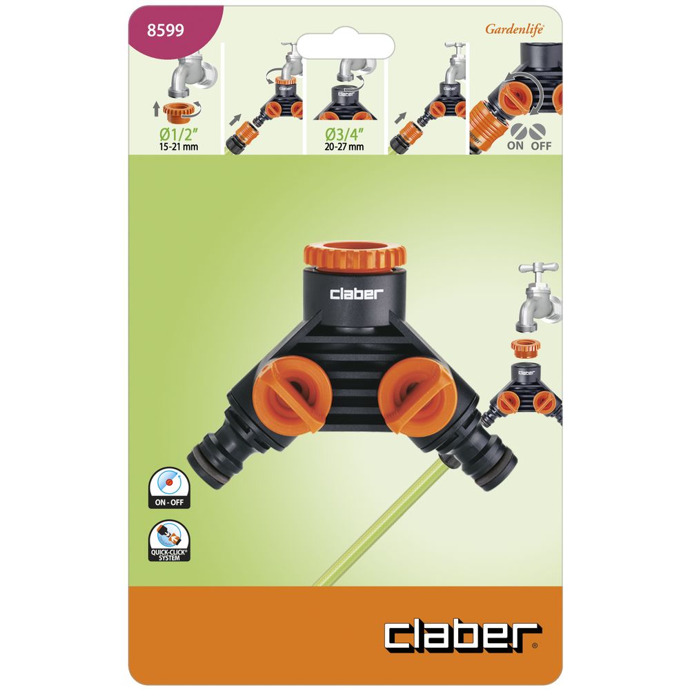 3/4 inch & 1/2 inch TAP TO TWO QUICK CLICK DISTRIBUTOR WITH VALVES