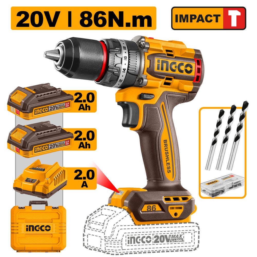 20v Ps+c/l Impact Drill 86nm Kit