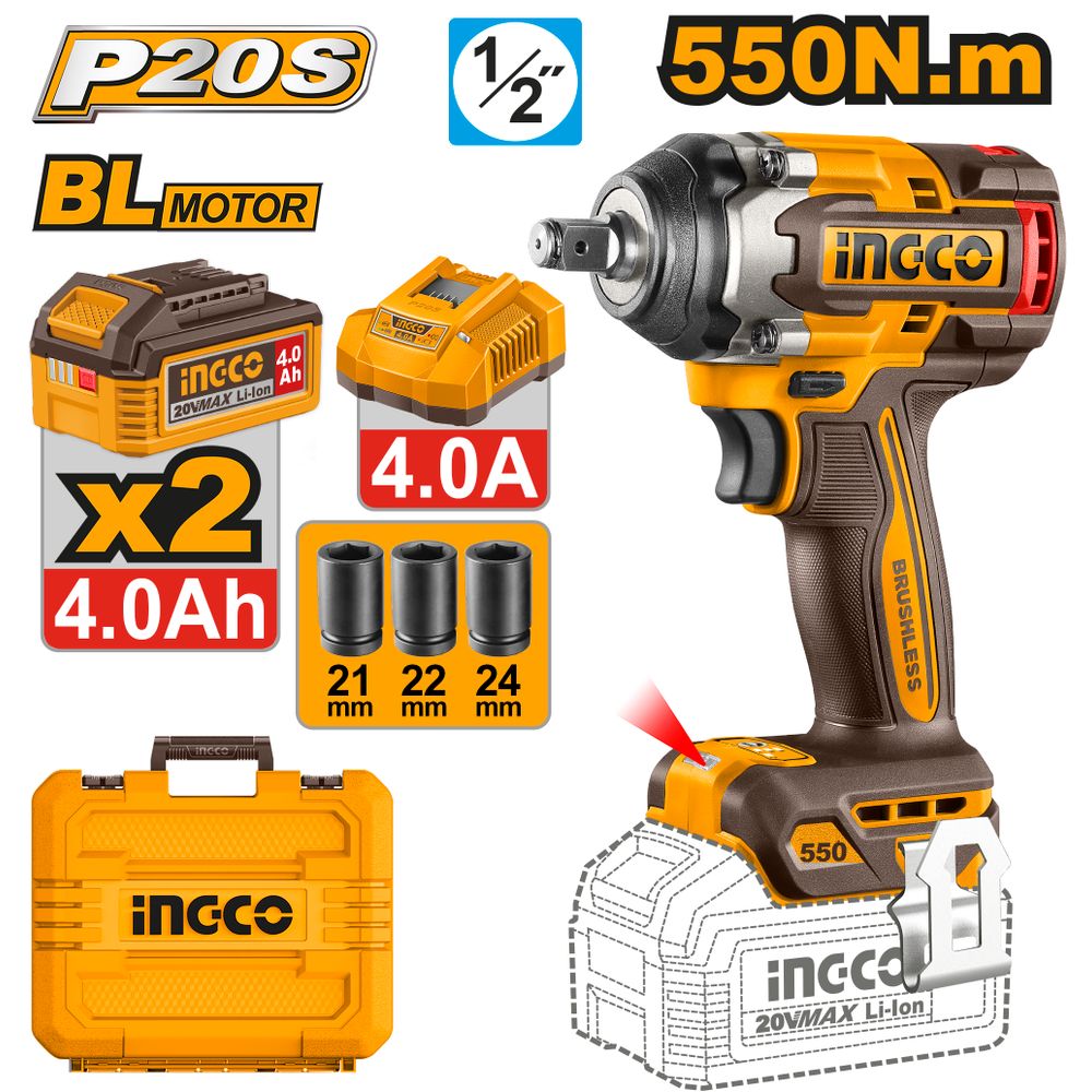 20v Ps+c/l B/l Wrench Imp 550nm Kit 2batt