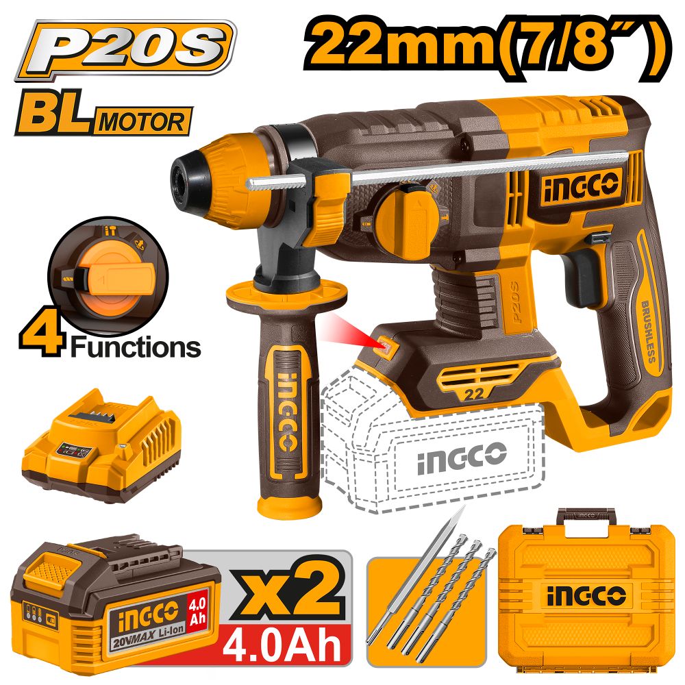 20v Ps+c/l B/l Rotary Drill Acc 4pcs Kit
