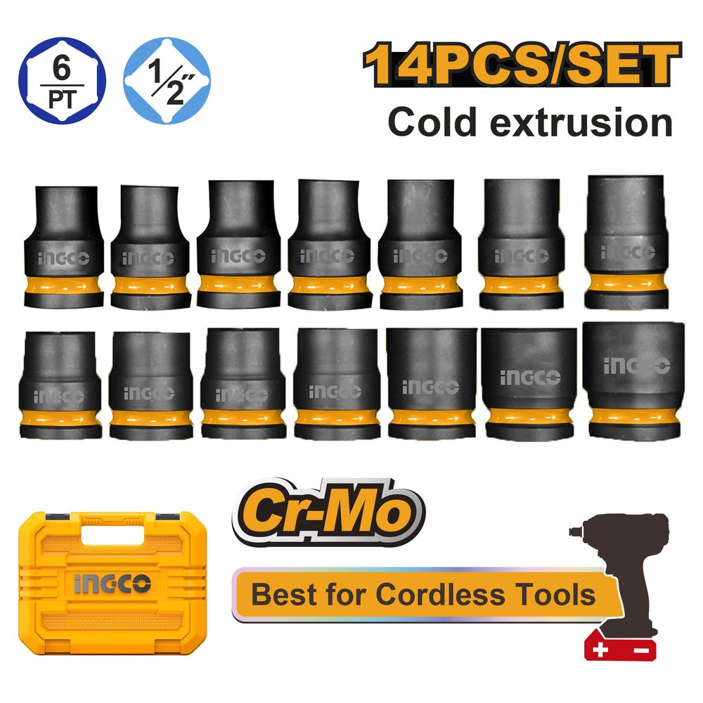 IMPACT SOCKET SET 1/2 14PCS