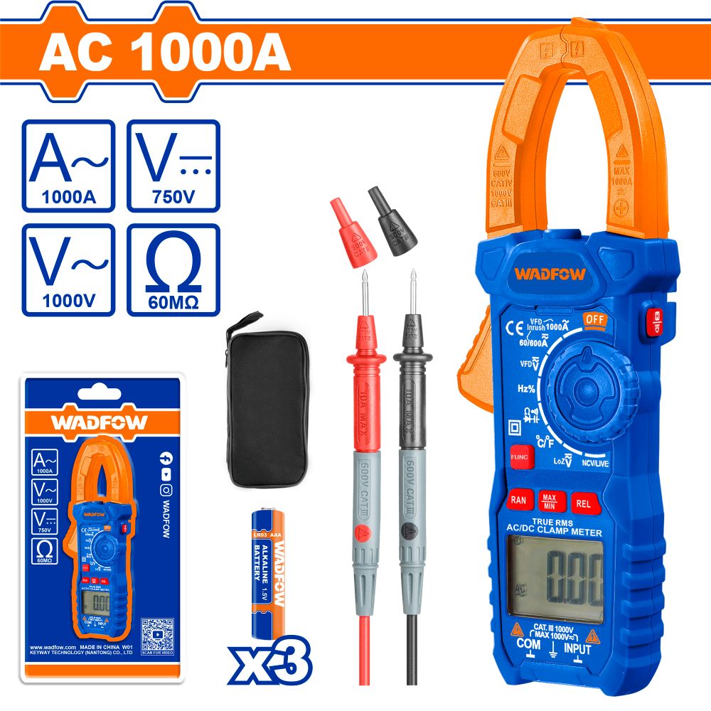 Clamp Meter Digital Ac 6000 Counts + Batt