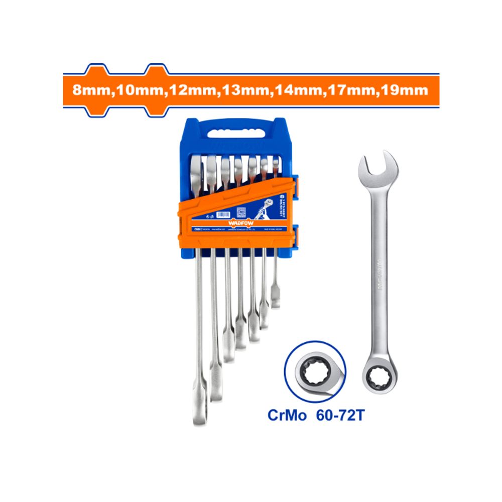 Spanner Ratchet Set Cr Mo 8-19mm 7pcss