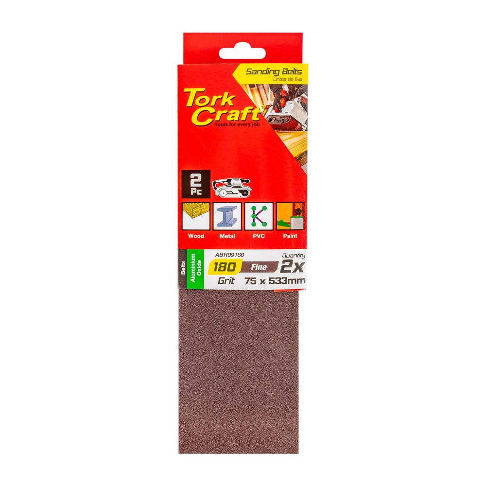 Sanding Belt 75 X 533mm 180grit 2/pack