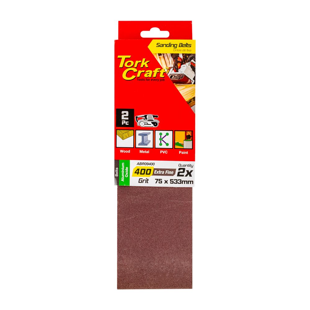 Sanding Belt 75 X 533mm 400grit 2/pack
