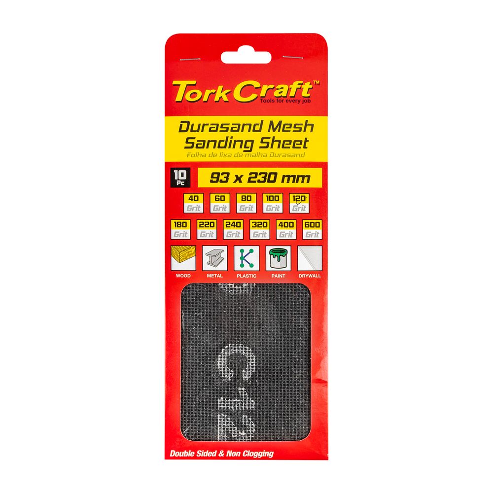 Durasand Mesh Sanding Sheet 120grit 93 X 230mm 10pc Per Pack