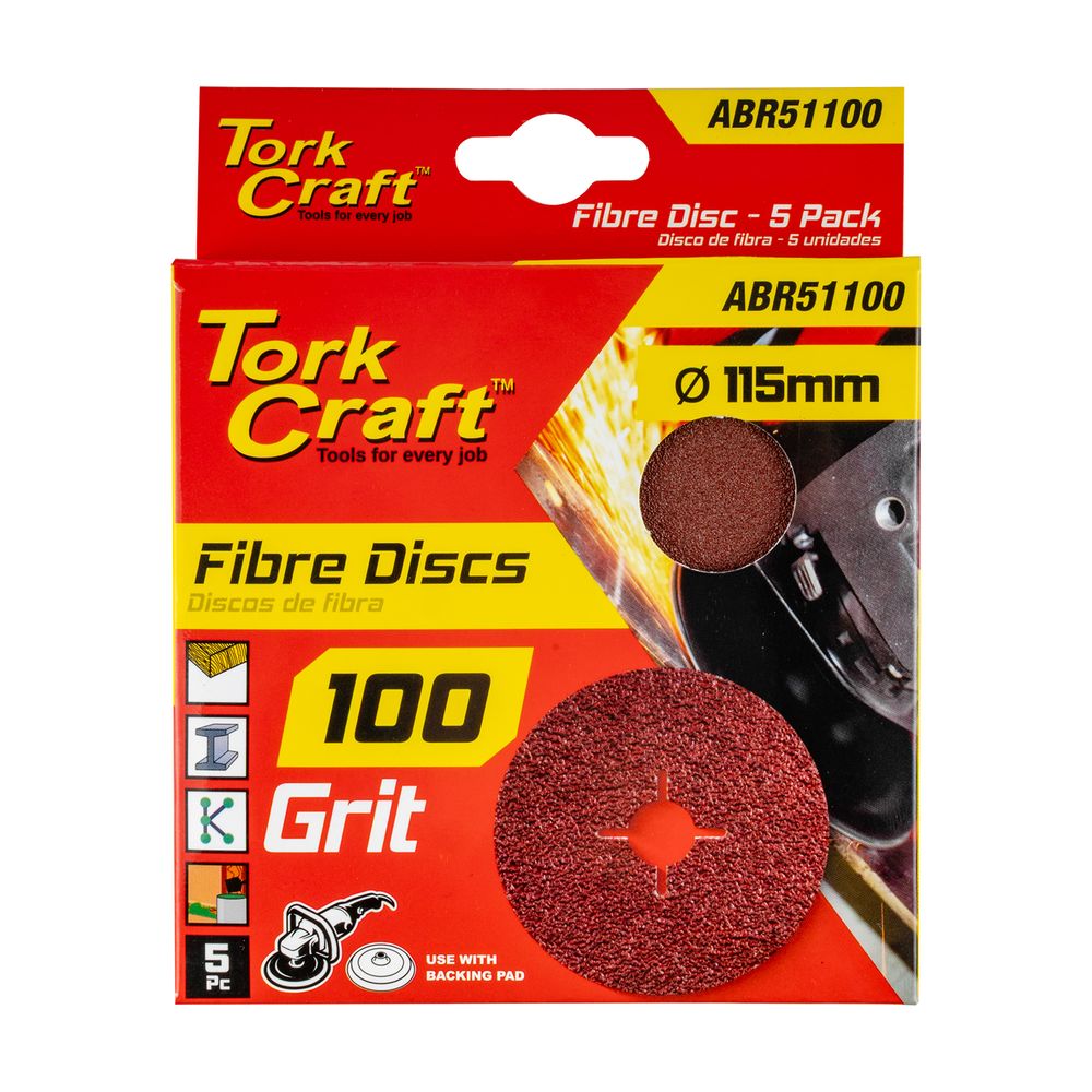 Fibre Disc 115mm 100 Grit 5/pack