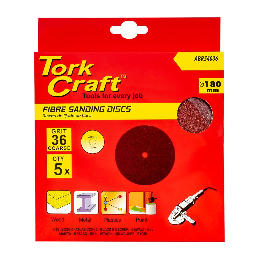 Fibre Disc 180mm 36 Grit 5/pack