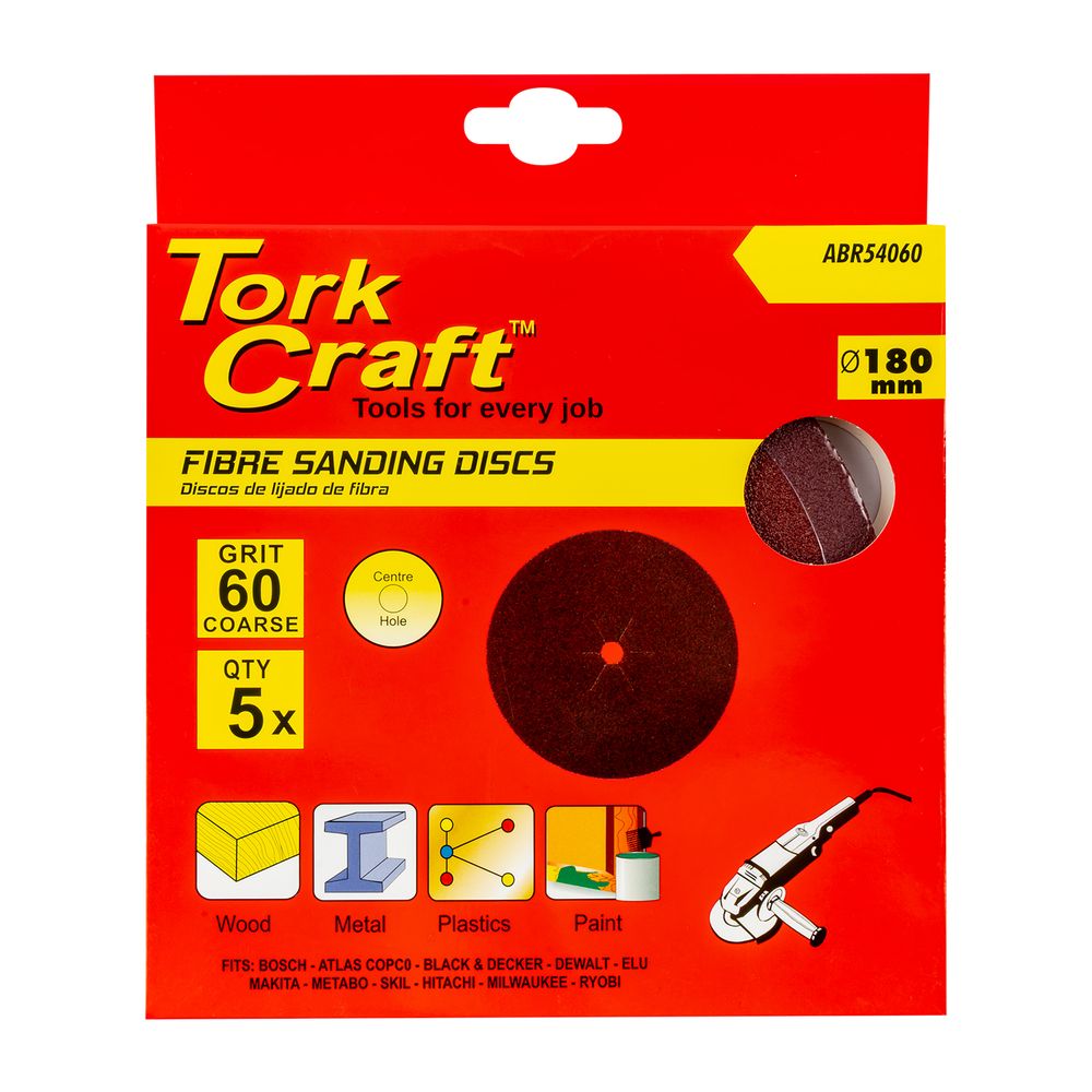 Fibre Disc 180mm 60 Grit 5/pack