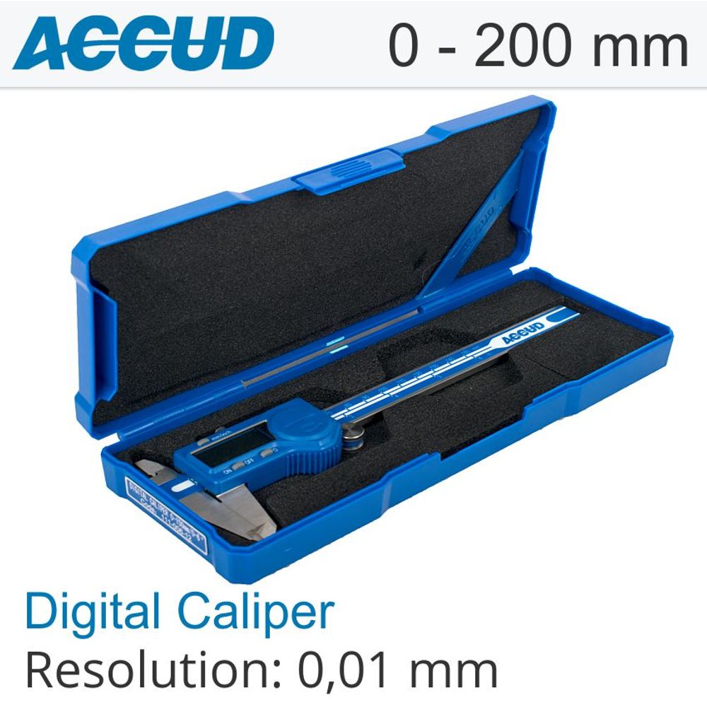 Dig. Caliper 200mm 0.03mm Acc. Metal Cover S/steel 0.01mm Res.