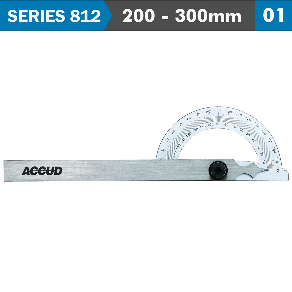 Protractor 200x 300mm 180 Deg. 0.3 Deg Acc. 1 Deg. Grad.