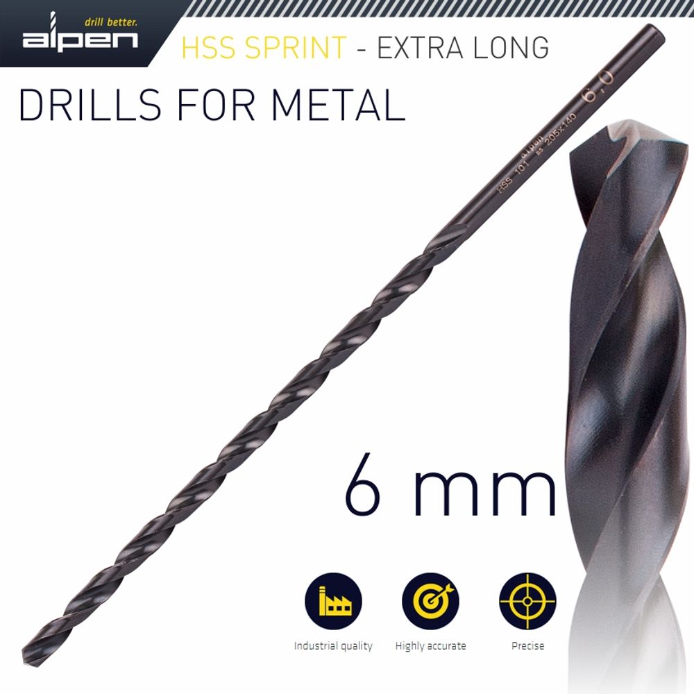 Hss Drill Bit 6mm 205 X 140 Extra Long