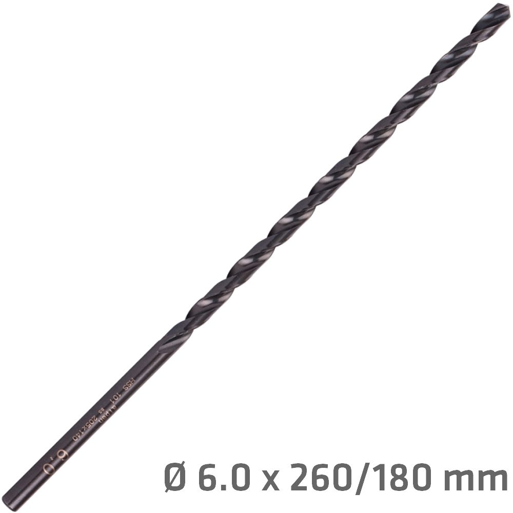 Hss Drill Bit 6mm 260 X 180 Extra Long