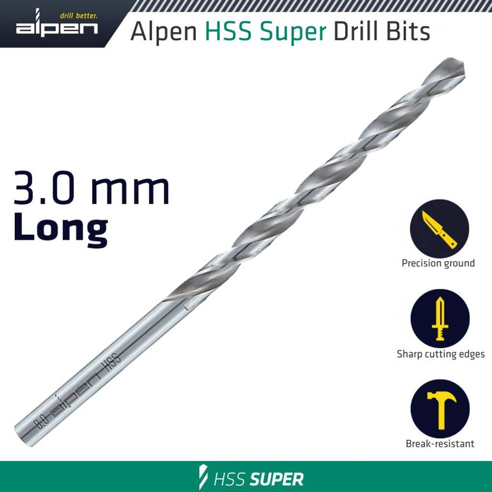 Hss Super Drill Bit Long 3 X 100mm Pouch