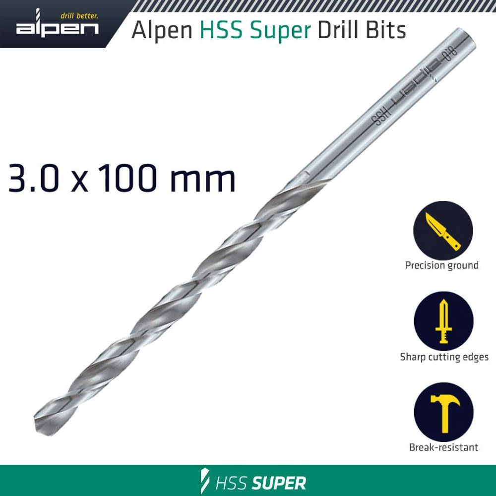 Hss Drill Bit Long 3 X 100mm Bulk