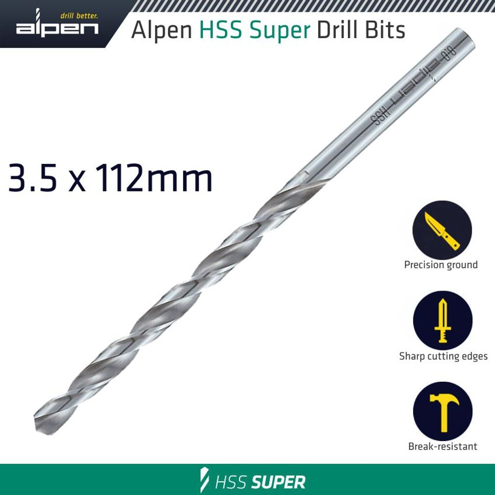 Hss Drill Bit Long 3.5 X 112mm Bulk