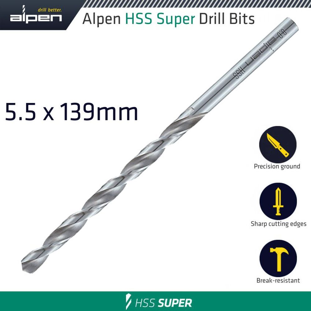 Hss Drill Bit Long 5.5 X 139mm Bulk