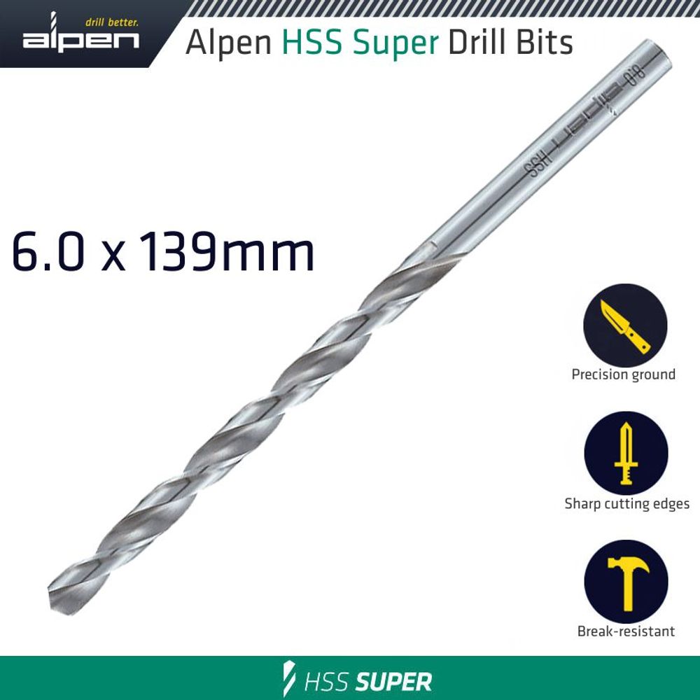 Hss Drill Bit Long 6 X 139mm Bulk