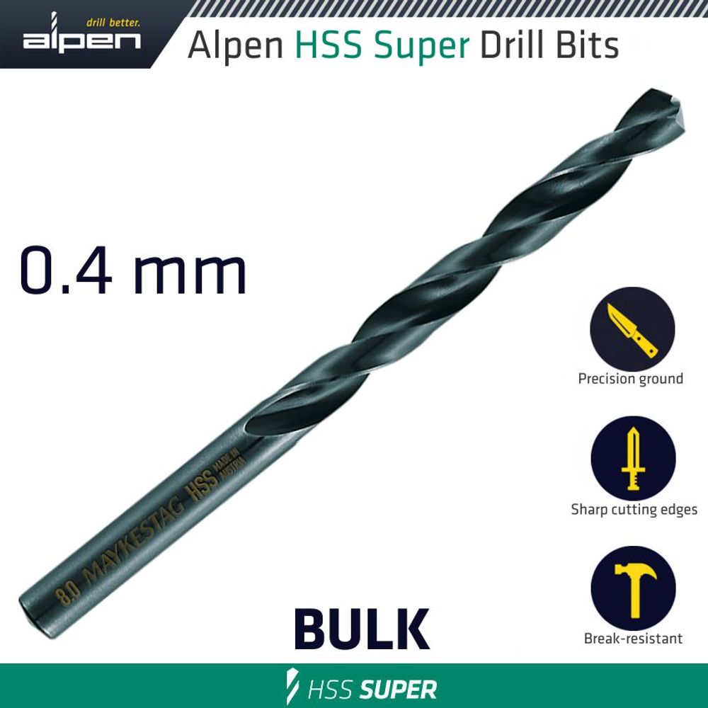 Hss Super Drill Bit 0.4mm Bulk