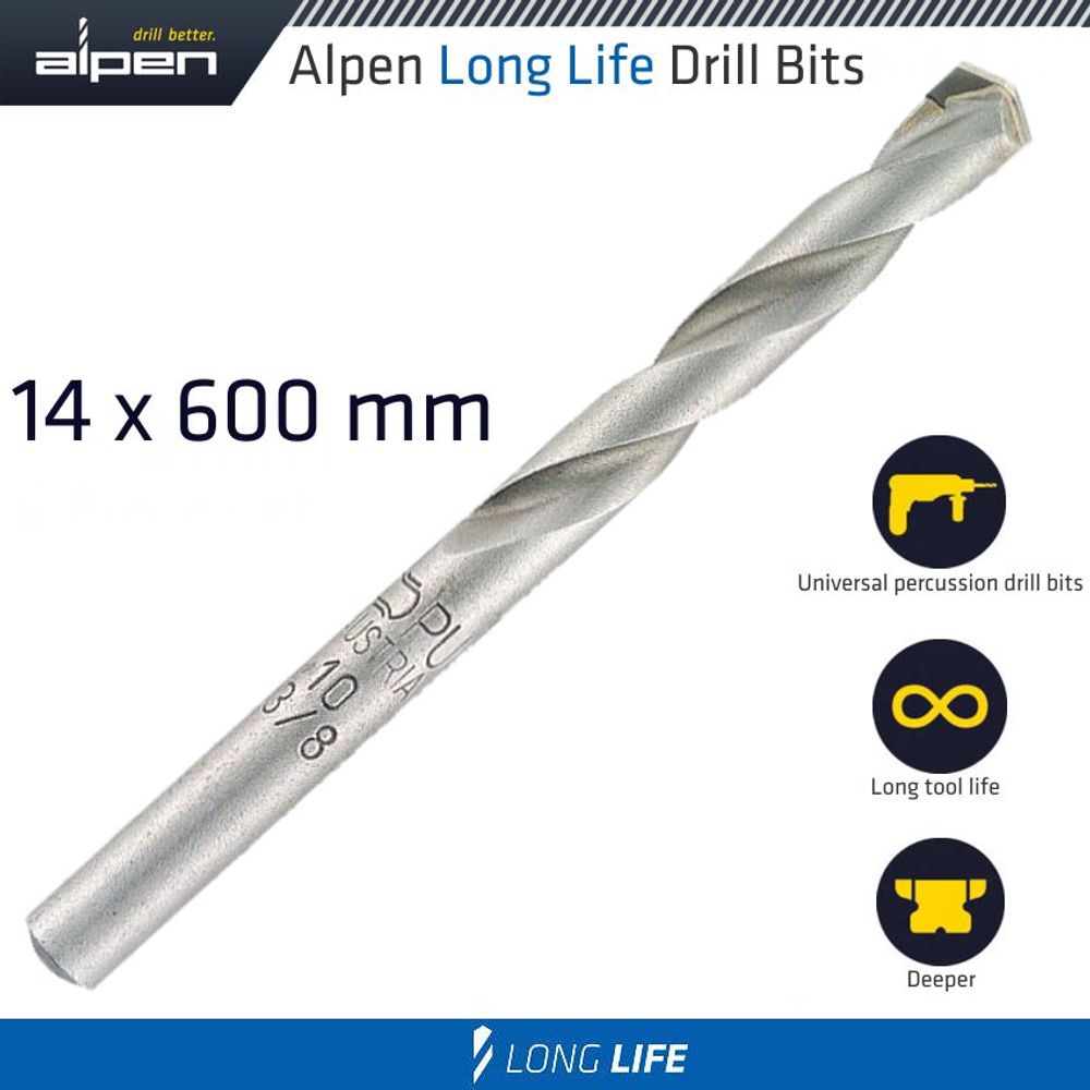 Masonry Drill Bit Long Life 14 X 600mm Pouch