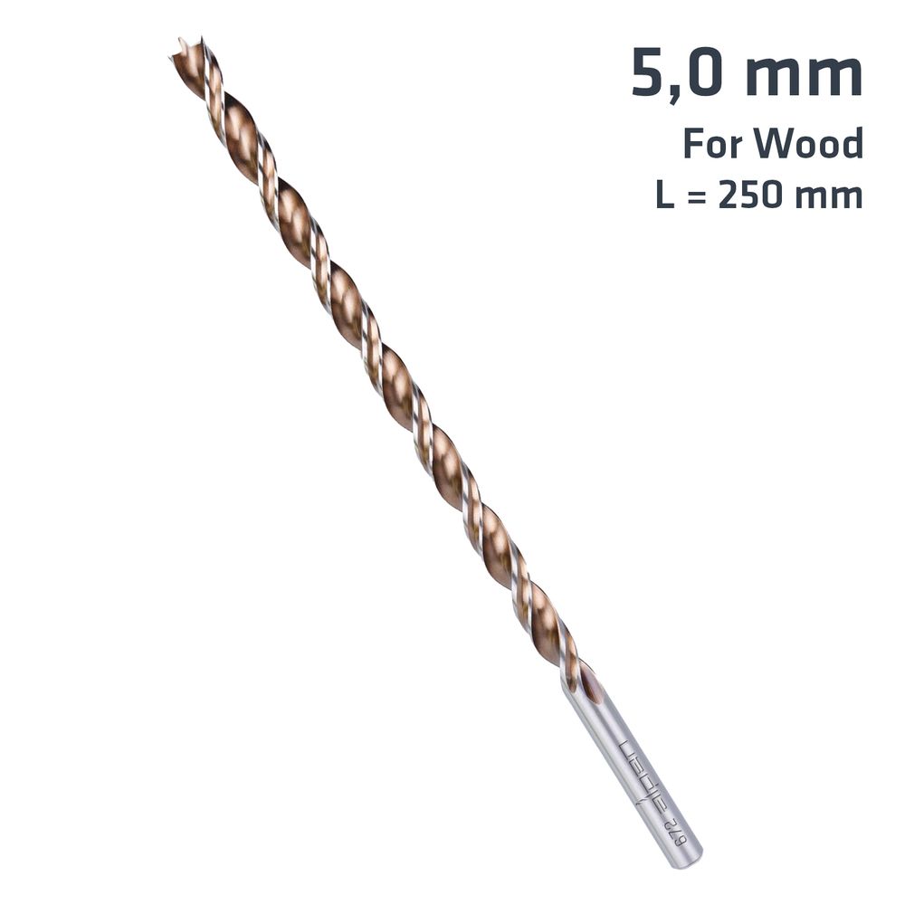 Timber Twist 5mm X 250 Long Wood Drill Bit Sleeved