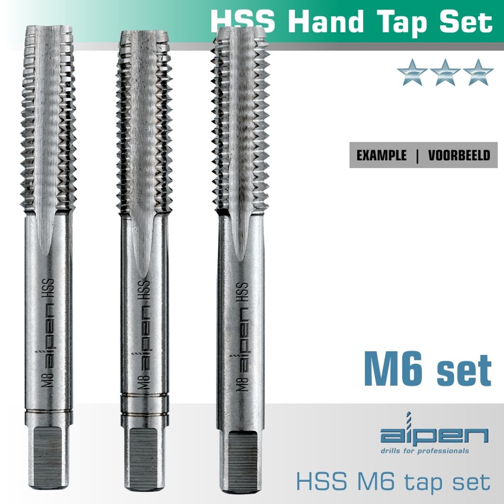 Hand Tap Set In Pouch M6 Hss 1.0mm Pitch