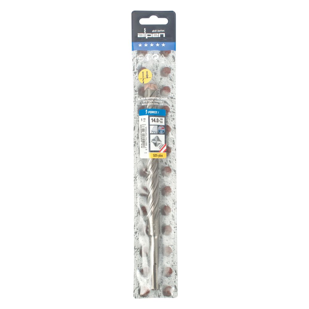 Force X 14.0 X 210/150 Sds-plus Rebar Drill Bit X4 Cutting Edges