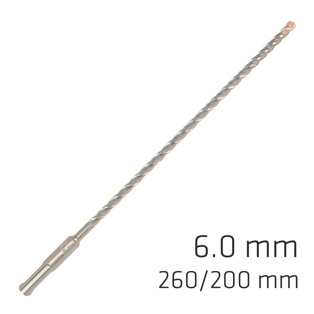 Force X 6.0 X 260/200 Sds-plus Rebar Drill Bit X4 Cutting Edges