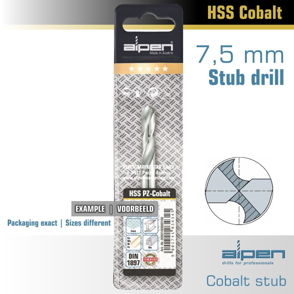 Cobalt Drill Bit Short Pouch 7.5mm