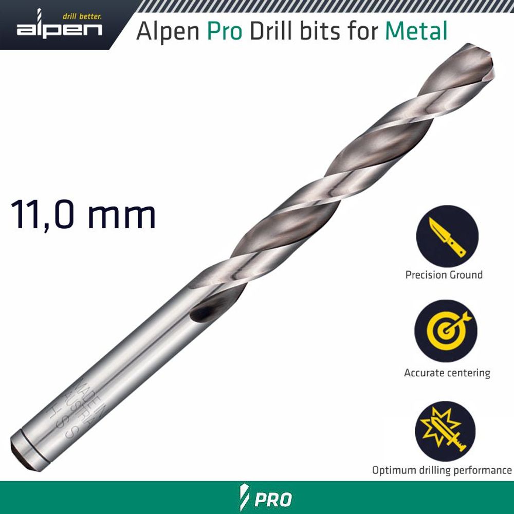 ALPEN Pro Hss Drill Din 338 Rn 135 With Split Point 11.0mm Bulk