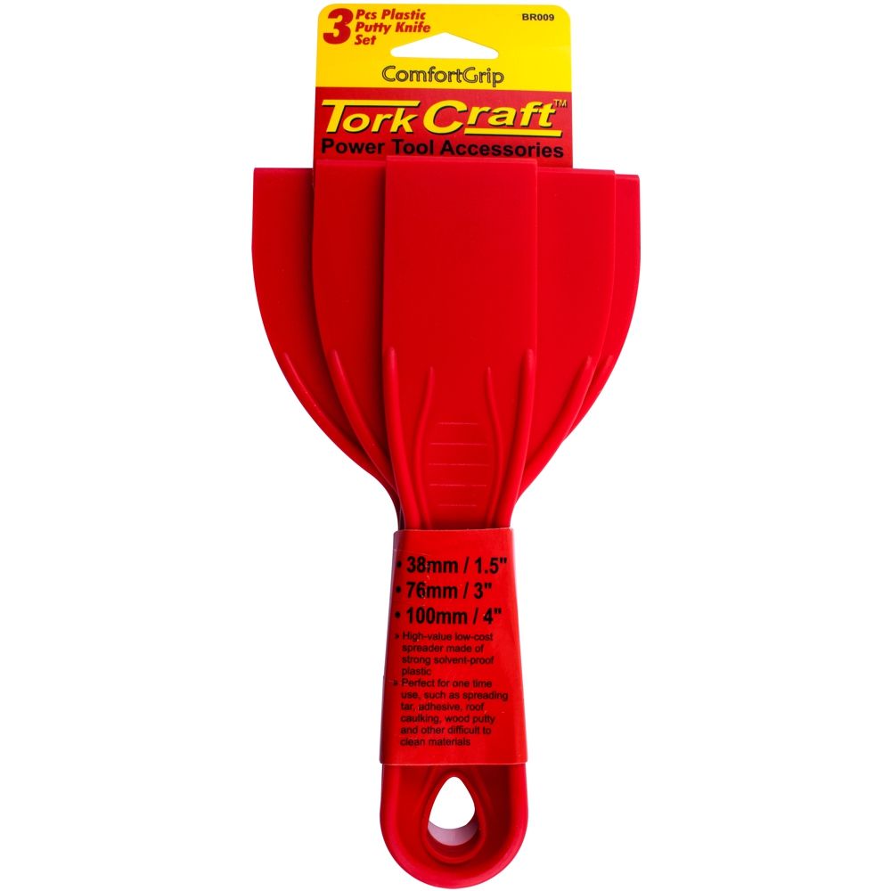 Putty Knife Plastic 3 Piece Set 38 76 & 100mm 1.5'/3'/4'