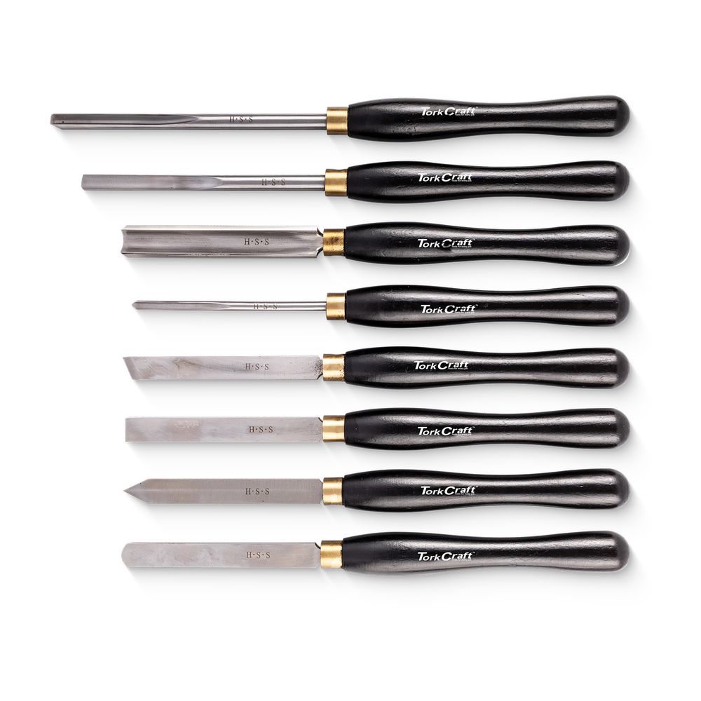 Chisel Set Wood Turning Hss 8 Piece Wooden Case