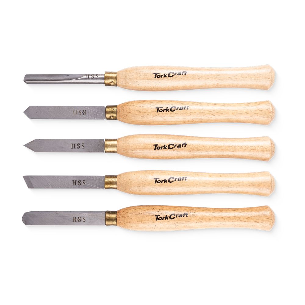 Chisel Set Wood Turning 300mm Hss 5 Piece Wood Case