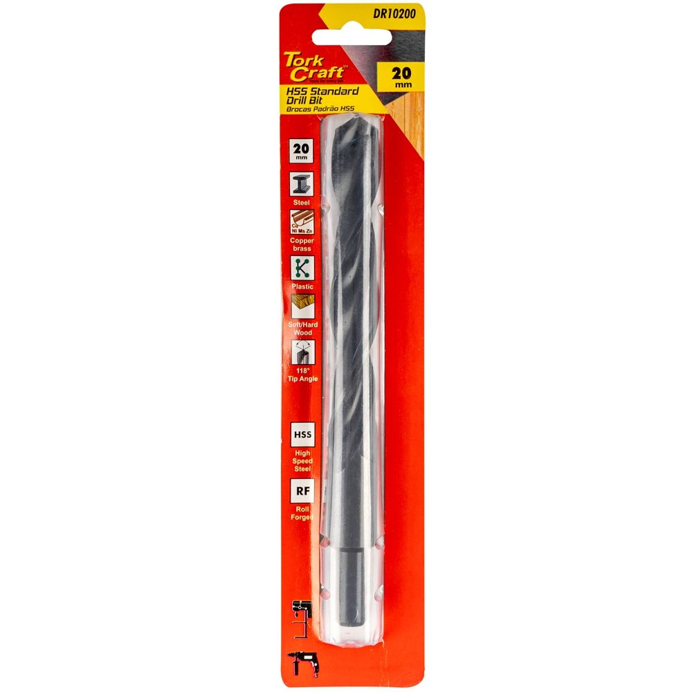 Drill Bit Hss Standard 20.0mm Reduced Shank 1/card