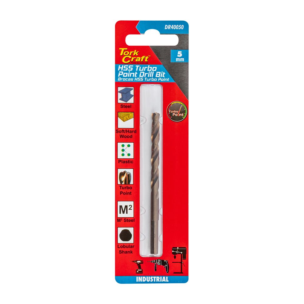 Drill Bit Hss Turbo Point 5.0mm 1/card