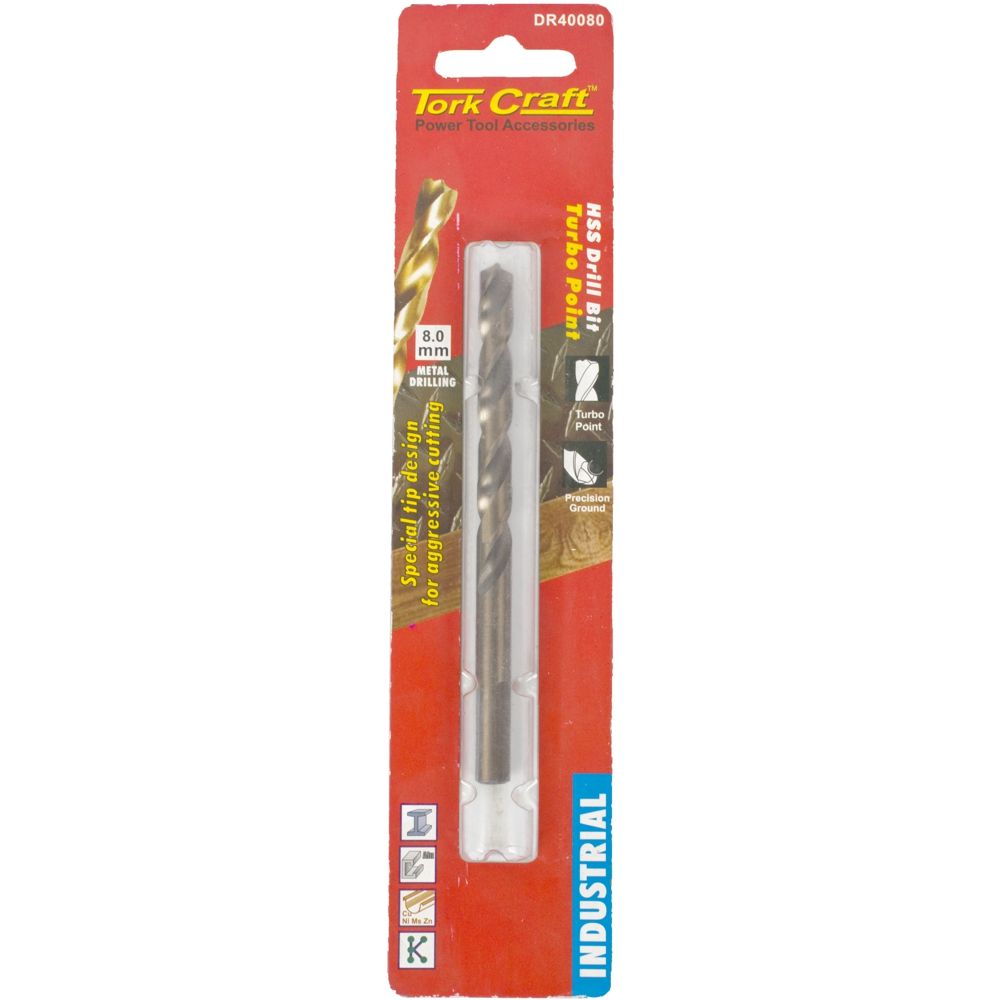 Drill Bit Hss Turbo Point 8.0mm 1/card