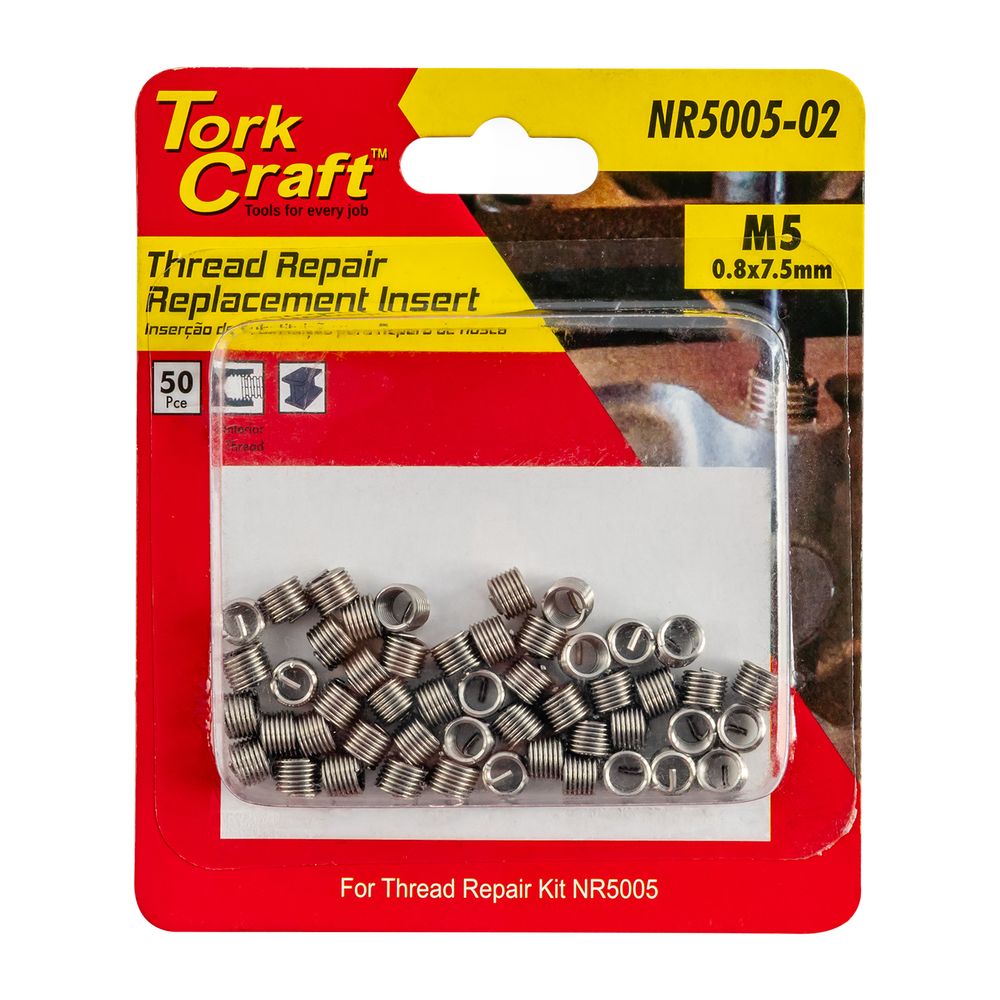 Thread Repair M5 X 0.8 X 7.5mm Repl Inserts For Nr5005 50pcs